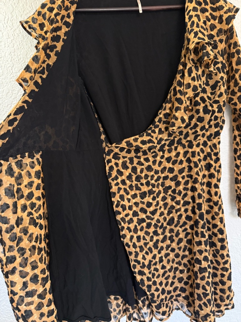 Free People Leopard Print‎ Ruffle Wrap Mini Dress | Boho Flowy| XS - Picture 9 of 12